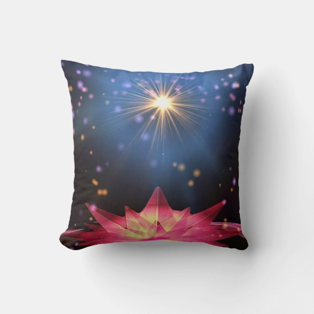 Coussin Paillettes de fausse feuille décorative bleu rose  (Recto)