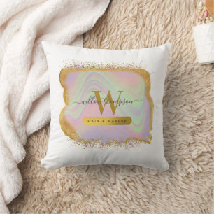 Coussin Paillettes dorées holographiques Coiffure et Maqui