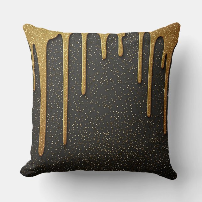 Coussin Paillettes dorées Luxe Gouttes de scintillement (Recto)