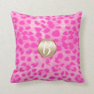 Coussin Paillettes dorées Monogramme Imprimé léopard Guépa
