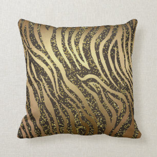 Coussin Paillettes dorées Zèbre Jungle Safari Glamour
