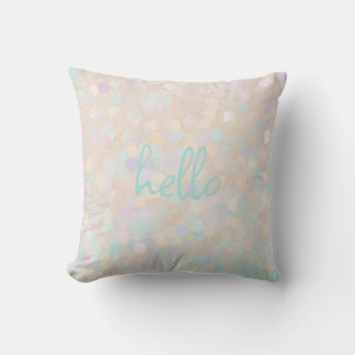 Coussin Paillettes Pastel Doux "bonjour" Personnalisé