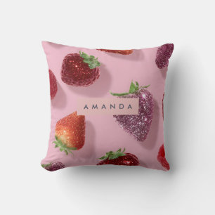 Coussin Paillettes Personnalisées Fraise & Framboise