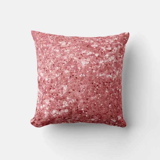 Coussin Paillettes Roses Brillantes Glamour (Recto)