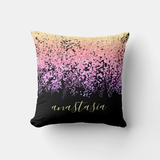 Coussin Paillettes scintillantes multicolores glamour tend (Recto)