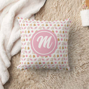 Coussin Pain d'épices et sucre rose Monogramme Motif