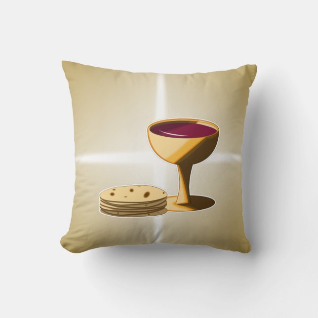 Coussin Pain et vin sans levain Le Dernier souper Pâques (Recto)
