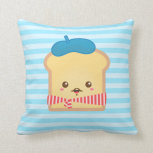 Coussin pain perdu mignon avec chapeau béret bleu