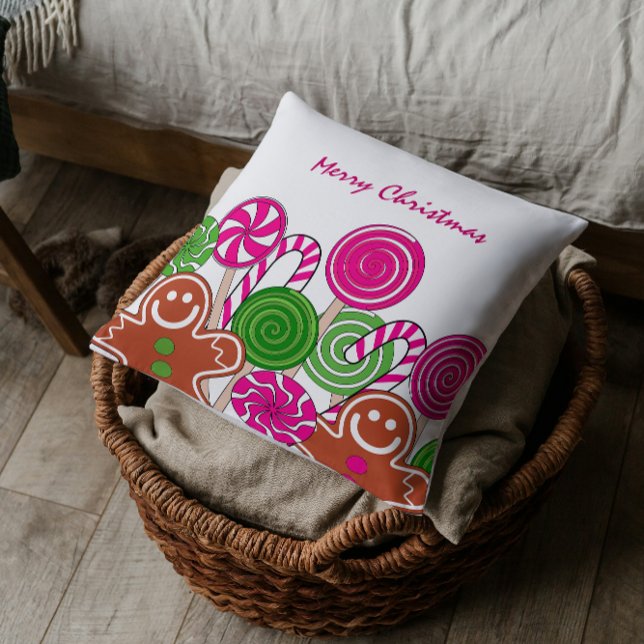 Coussin Pains d'épices de Noël rose tendance (Créateur téléchargé)