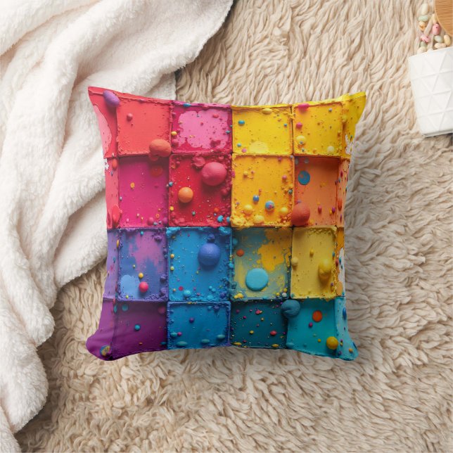 Coussin Paint Block Throw Pillow (Couverture)