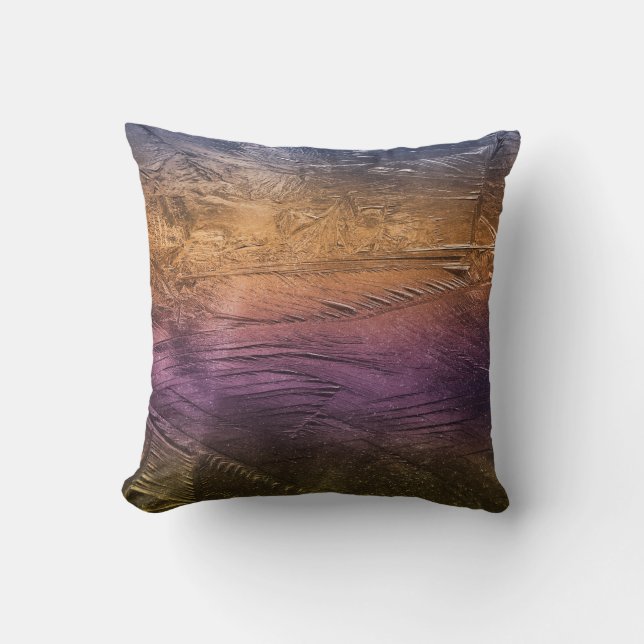 Coussin Paint Stroke Bronze Violet Orange Accent Métalliqu (Recto)