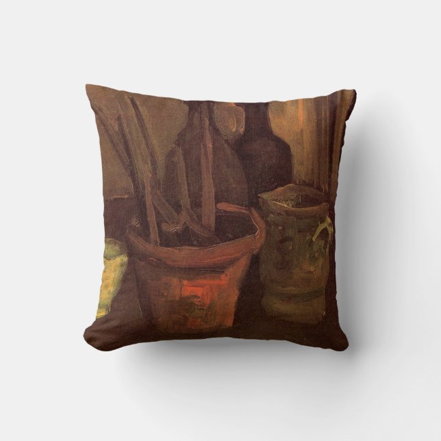 Coussin Paintbrusks Still Life en Pot par Vincent van Gogh (Recto)
