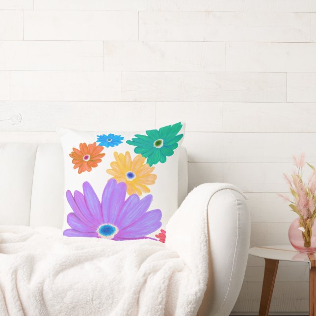 Coussin Painted Bold Blooming Flower Design (Canapé)