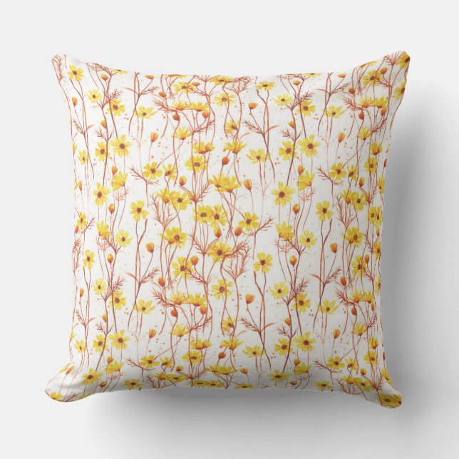 Coussin Painted Yellow Daisies (Recto)