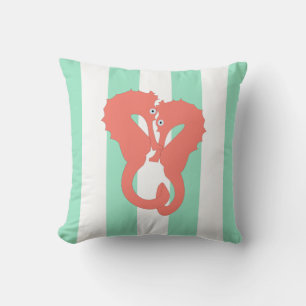 Coussin Paire de cheval sur Seafoam Green Stripes