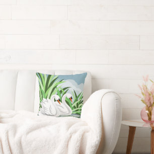 Coussin Paire de cygne muet sur l'eau