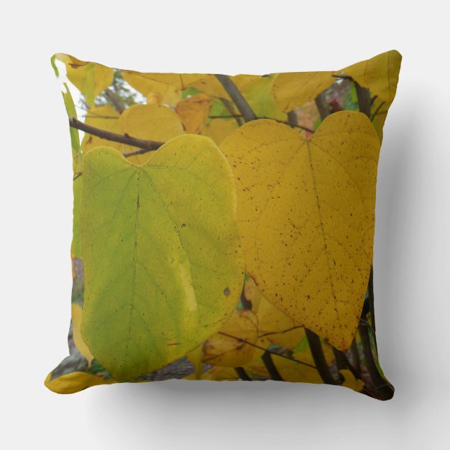 Coussin Paire de Feuille Redbud Automne  photo d'automne (Recto)