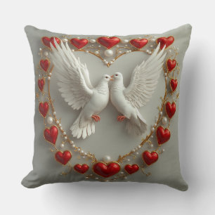 Coussin Paire élégante de colombes symbolisant l'amour et