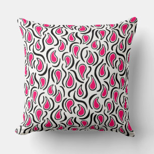 Coussin Paisley Abstrait 230523 - Neon Red, B&W
