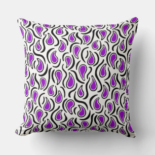 Coussin Paisley Abstrait 230523 - violet, noir et blanc
