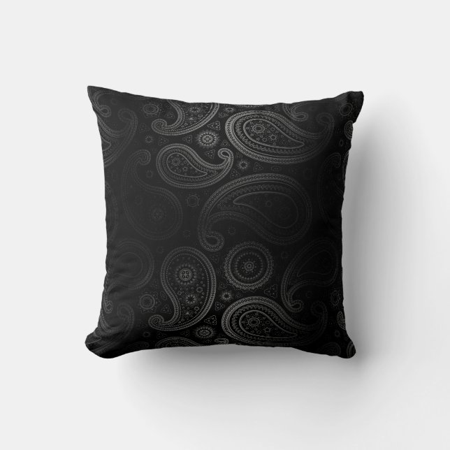 Coussin Paisley Deluxe| charbon noir (Recto)