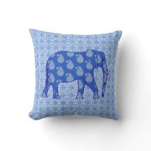Paisley éléphant - bleu cobalt et blanc