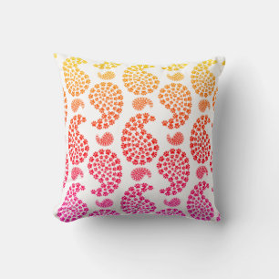 Coussin Paisley Empreinte de patte De Chien Rose Et Orange