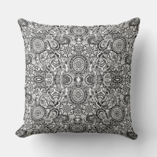 Coussin Paisley floral noir