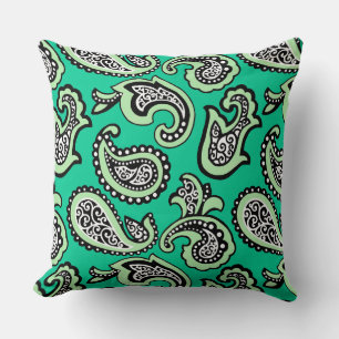 Coussin Paisley Intemporel sur Fond Vert
