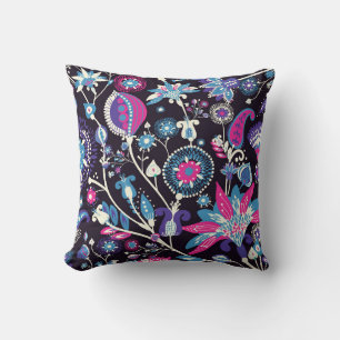 Coussin Paisley moderne : motif traditionnel oriental.