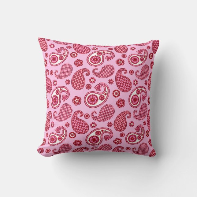 Coussin Paisley Motif, Pepperment rose et blanc (Recto)