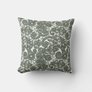 Coussin Paisley noir blanc dentelle détaillée Motif Cushio