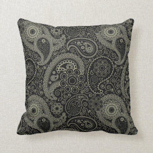 Coussin Paisley noir et crème