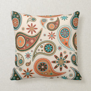 Coussin Paisley orange