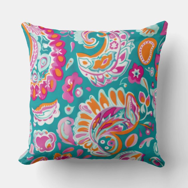 Coussin Paisley Pattern Boho Floral Decorative (Recto)