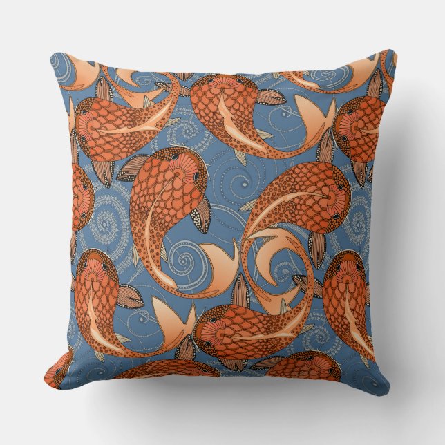 Coussin paisley poisson denim (Recto)