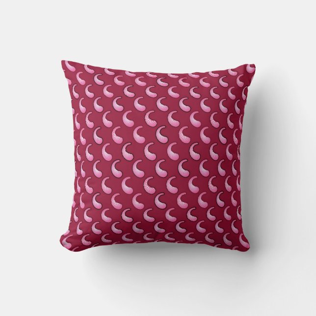 Coussin Paisley rose sur fond bordeaux (Recto)