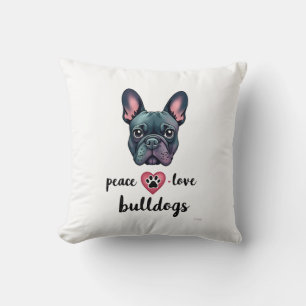 Coussin Paix Amour Bouledogues Galaxie Vintage Bouledogue