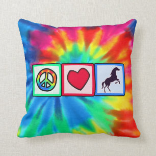 Coussin Paix, amour, chevaux