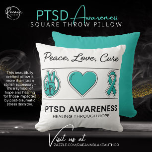 Coussin Paix, Amour, Guérison Carré de Sensibilisation au