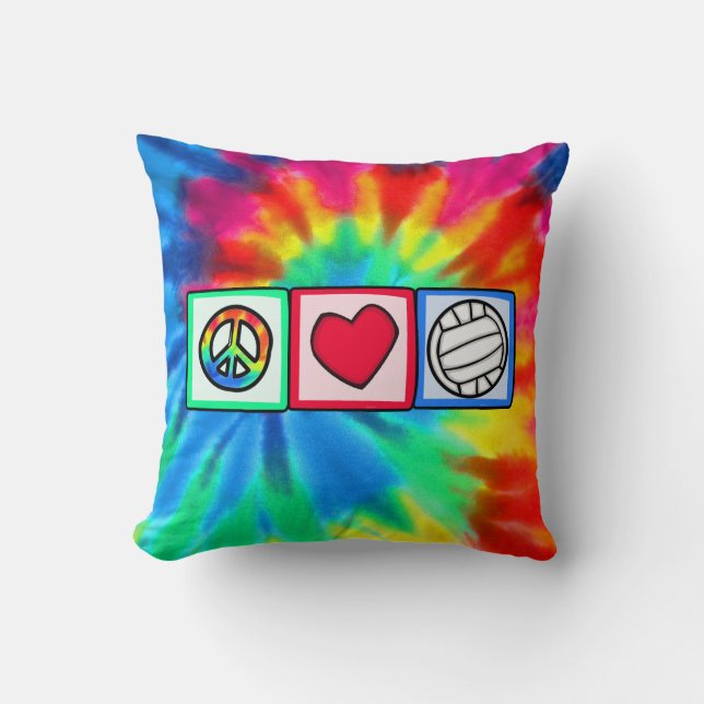 Coussin Paix, amour, volleyball (Recto)
