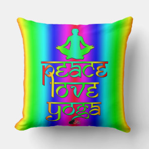 Coussin Paix Amour Yoga Intention Arc-en-Ciel