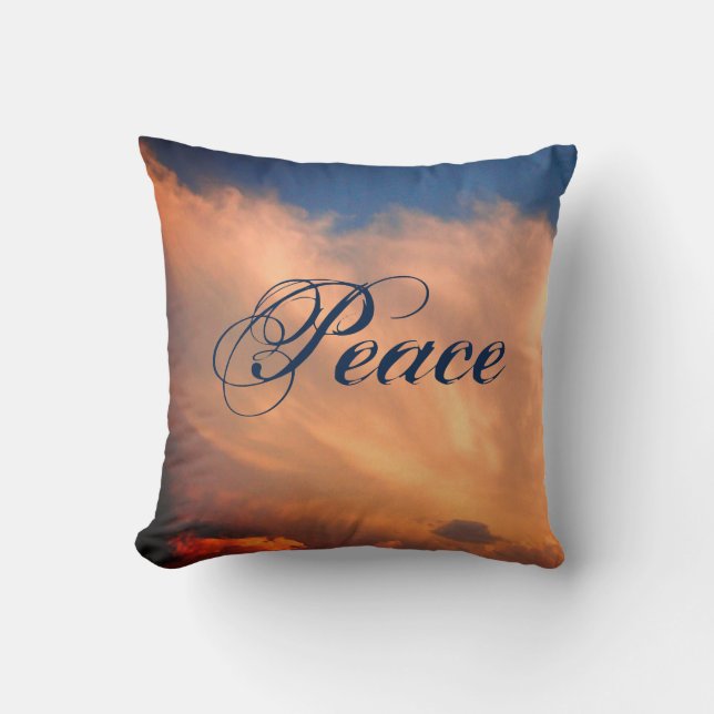 Coussin Paix Beau Ciel Bleu Clair Photo Nuages Roses (Recto)