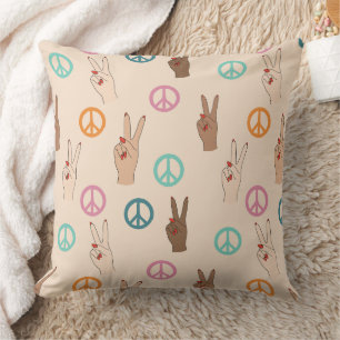 Coussin Paix et Amour Multicultural Motif de la main