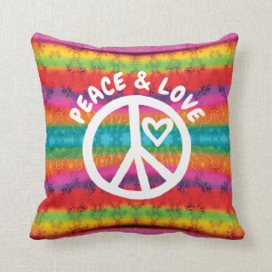 Coussin Paix et amour Tie Dye Stripes