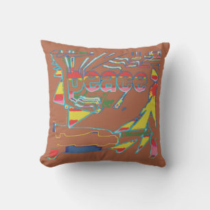 Coussin "Paix" Inspirante Rouge Jaune sur Sud-Ouest Rouill