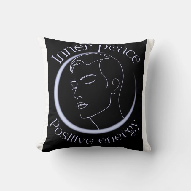 Coussin Paix intérieure Énergie positive – Ligne néon mini (Recto)