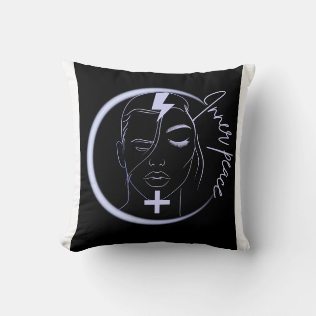 Coussin Paix Intérieure Énergie Positive – Ligne Néon Mini (Recto)