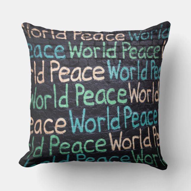 Coussin Paix Mondiale Amour Coloré Pacifique (Recto)