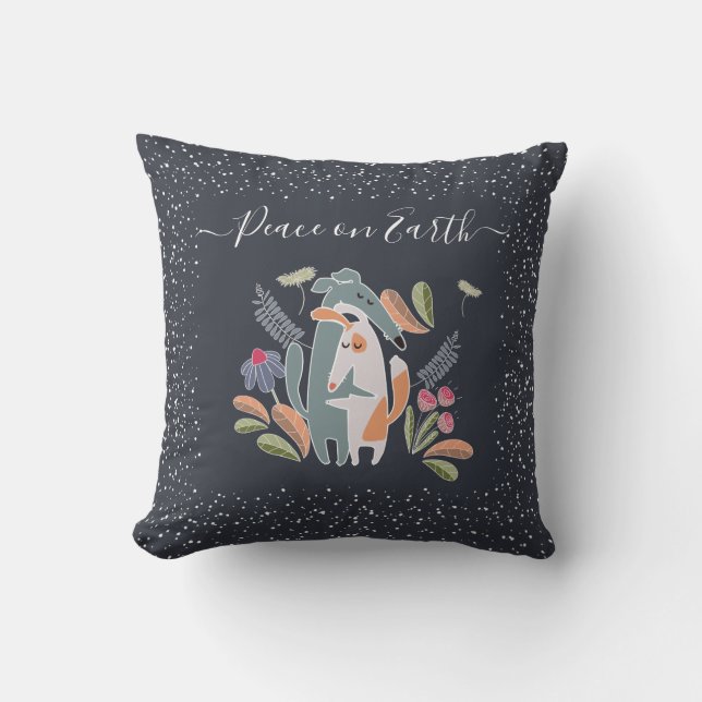 Coussin Paix sur Terre Accrocher des chiens Noël (Recto)
